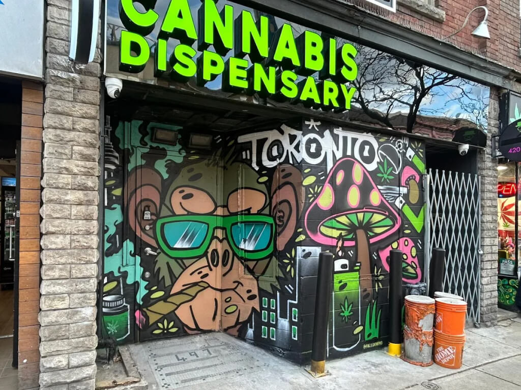 Blaze District cannabis dispensary on Bloor St W, exterior with signage