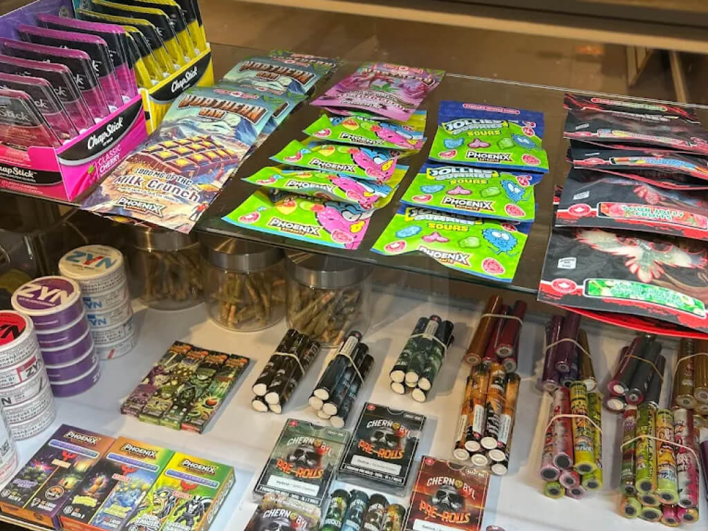 Blaze District cannabis dispensary on Bloor St W, products inside the store